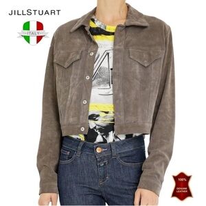 Jill Stuart Italy Genuine Leather Suede Trucker Jacket